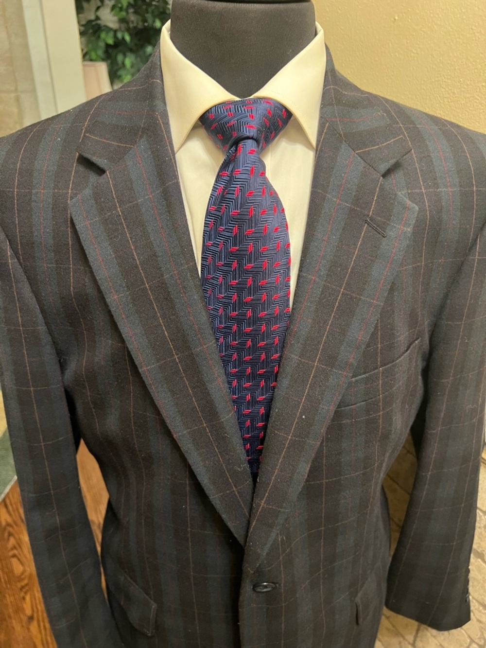 Jos A Bank Tartan Plaid Sport Coat Blazer Jacket Wool Blue’ Men 42R - Picture 5 of 14
